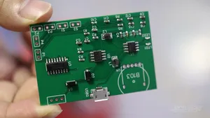 A small PCB with green silkscreen