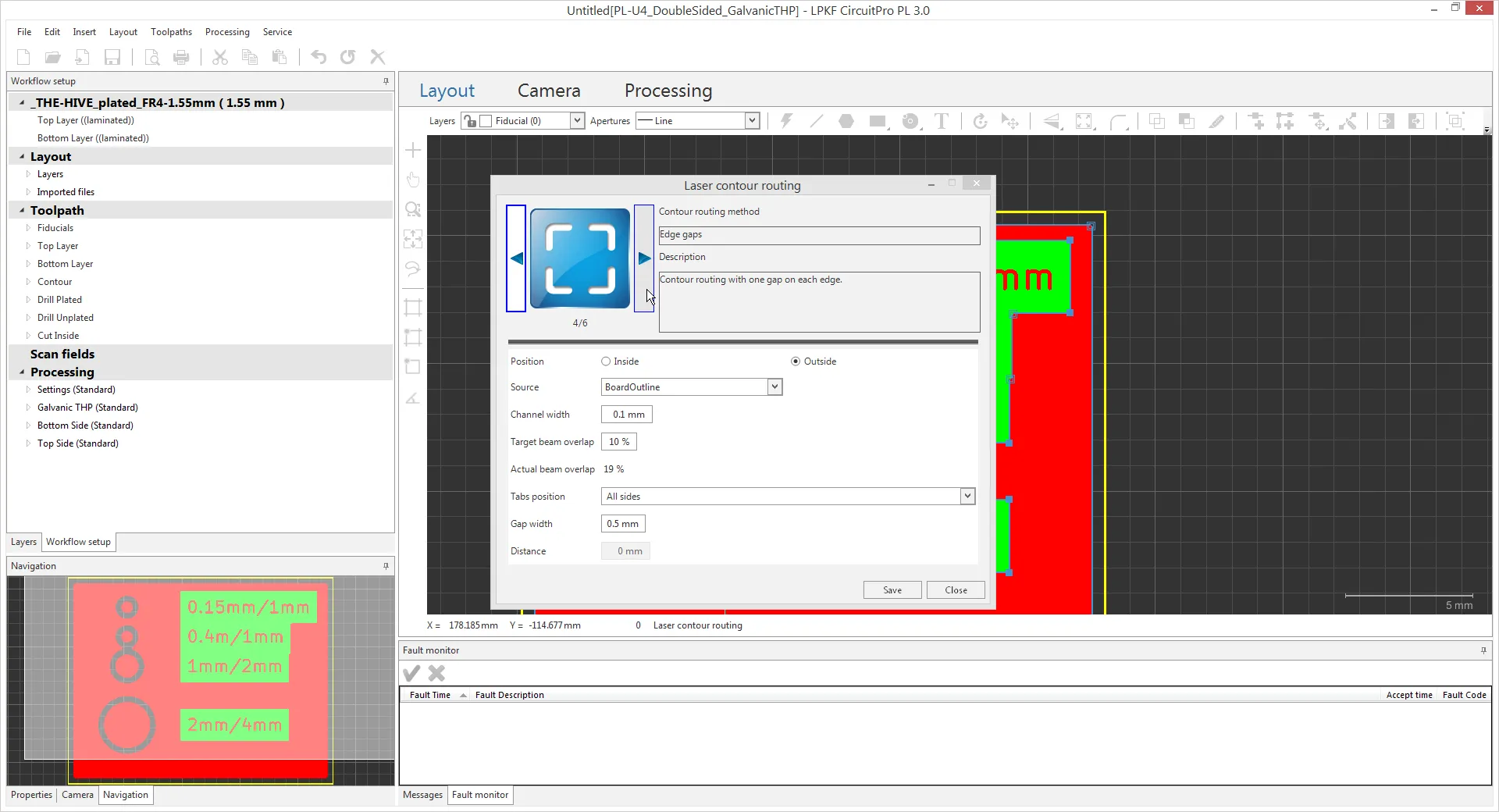 Contour routing window