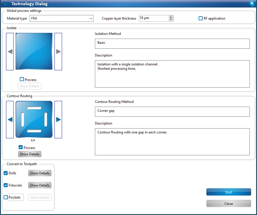 Technology dialog window