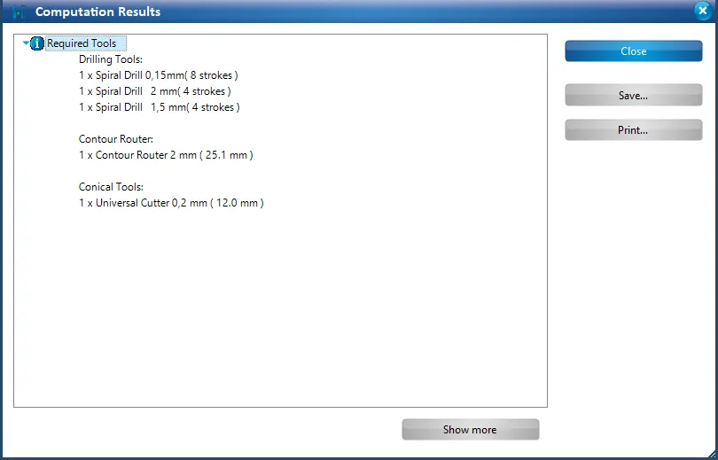 Final toolpath