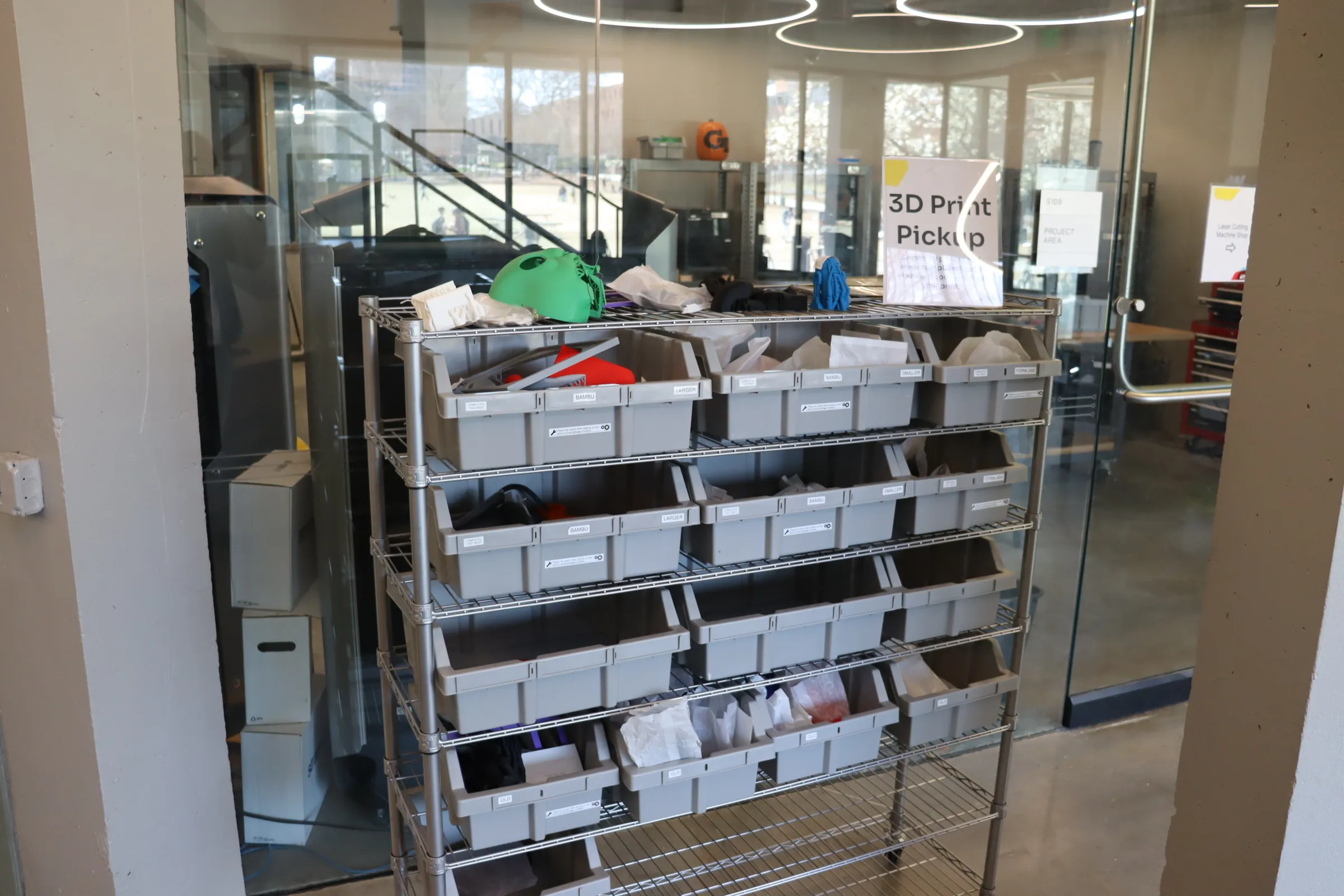 Location of bins to pickup print